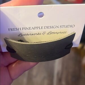 Black Leather Bracelet/Hairtie